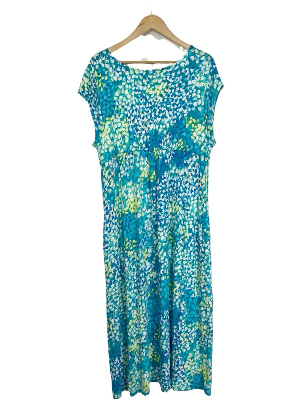 Carole Hochman Heavenly Soft Maxi Loungewear Dress Teal Blue Green Floral PL - Picture 7 of 8